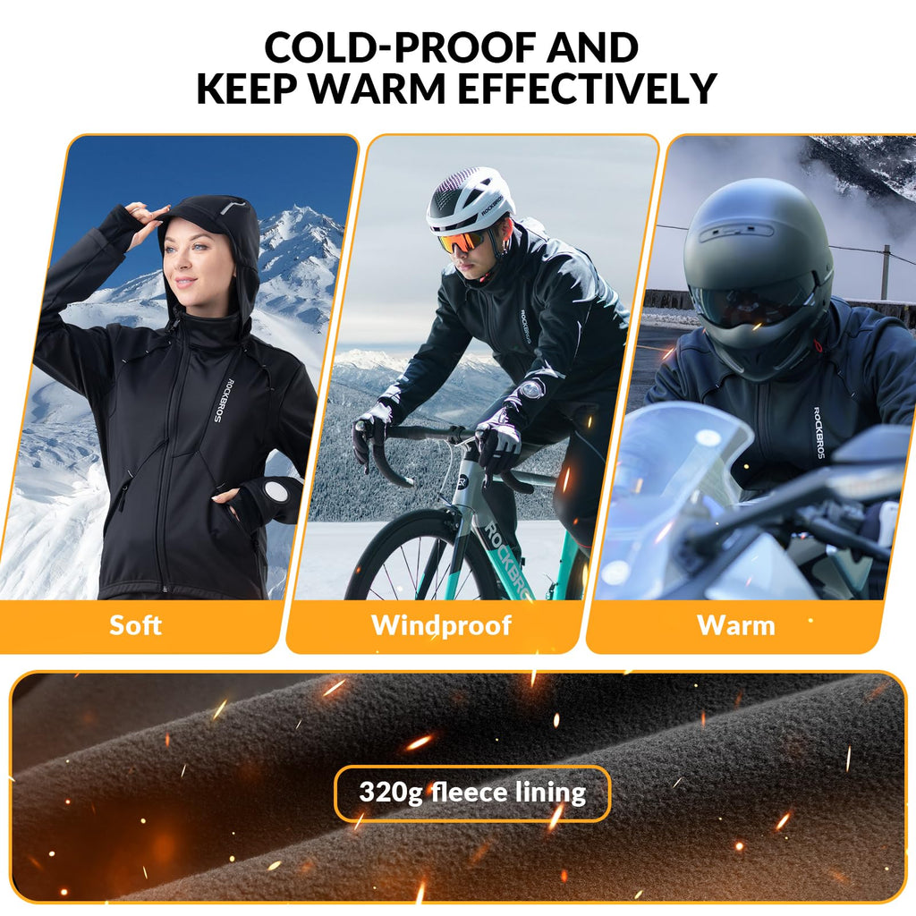ROCKBROS Men's Cycling Jacket Thermal Softshell Jacket Windproof & Waterproof