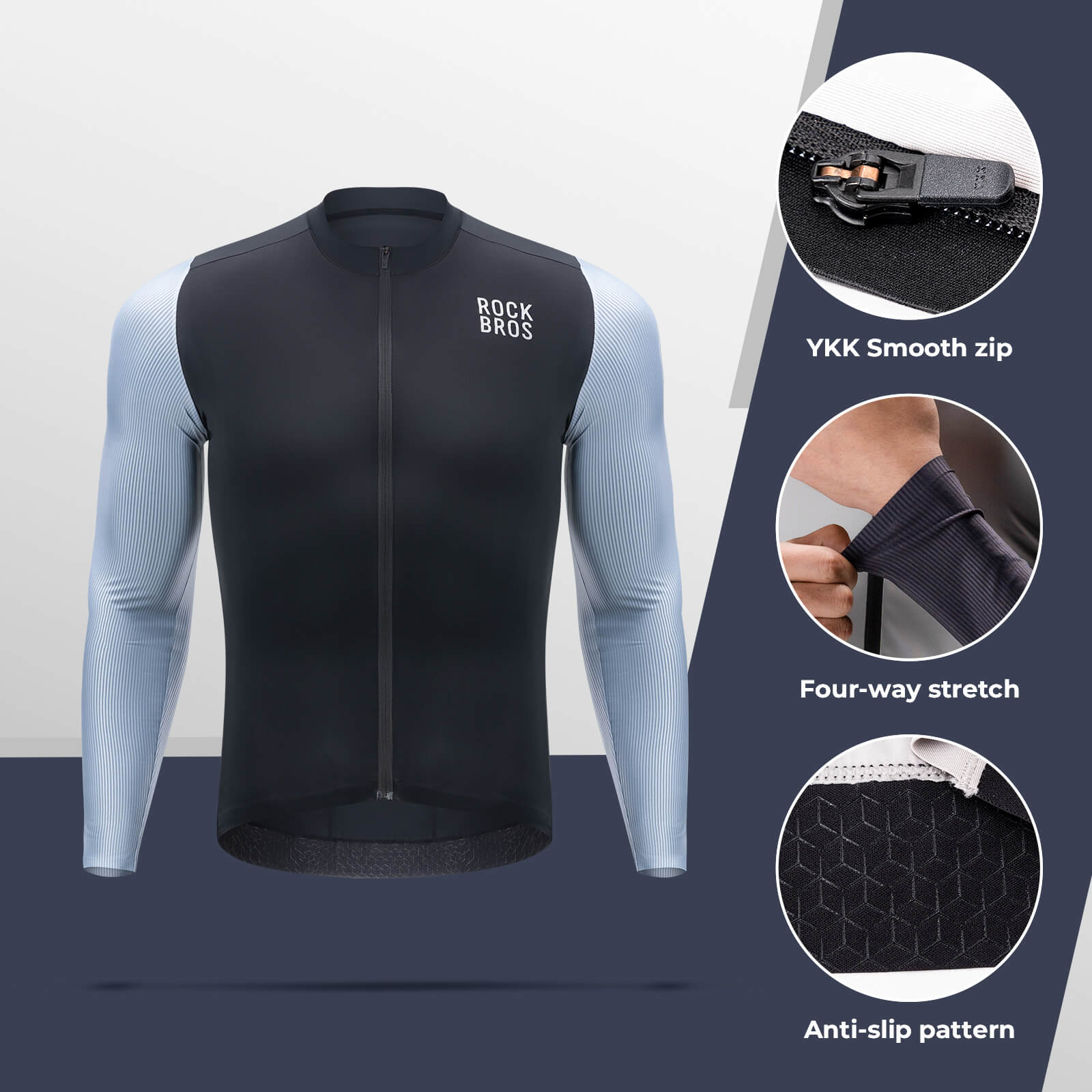 ROCKBROS Men's Long-Sleeve Cycling Jersey – Performance Meets Comfort!​ #Color_Black