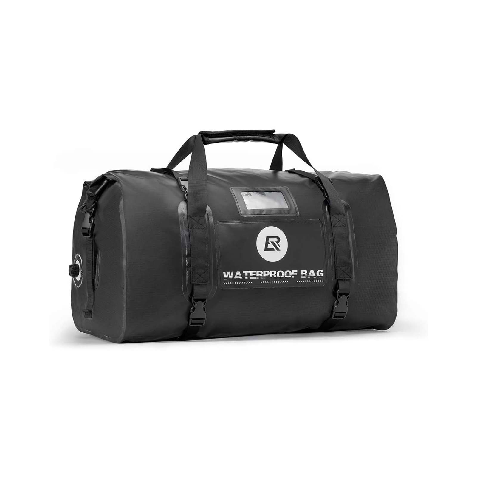 ROCKBROS Motorcycle Saddle Bag 100% Waterproof Travel Bag with Shoulder #Color_Black