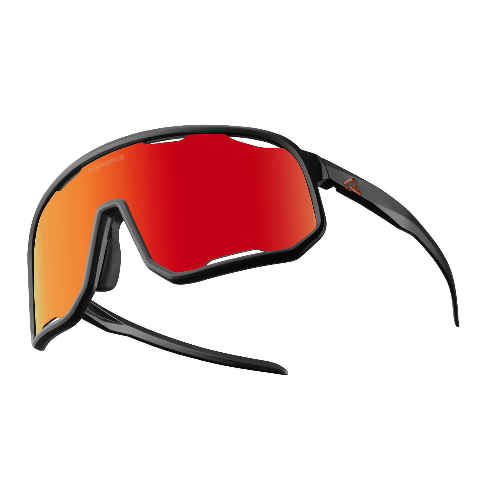 ROCKBROS polarized sunglasses, UV400 protection, transparent cycling glasses, windproof, TR90 frame, perfect for cycling and outdoor sports. #Color_Black sand/Polarized purple red