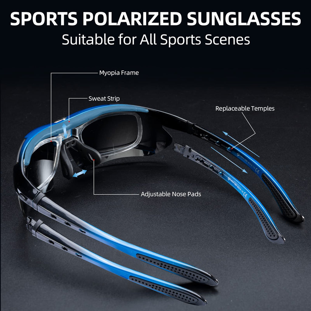 ROCKBROS Polarized Cycling Sunglasses with 5 Interchangeable Lenses ALT #color_Blue