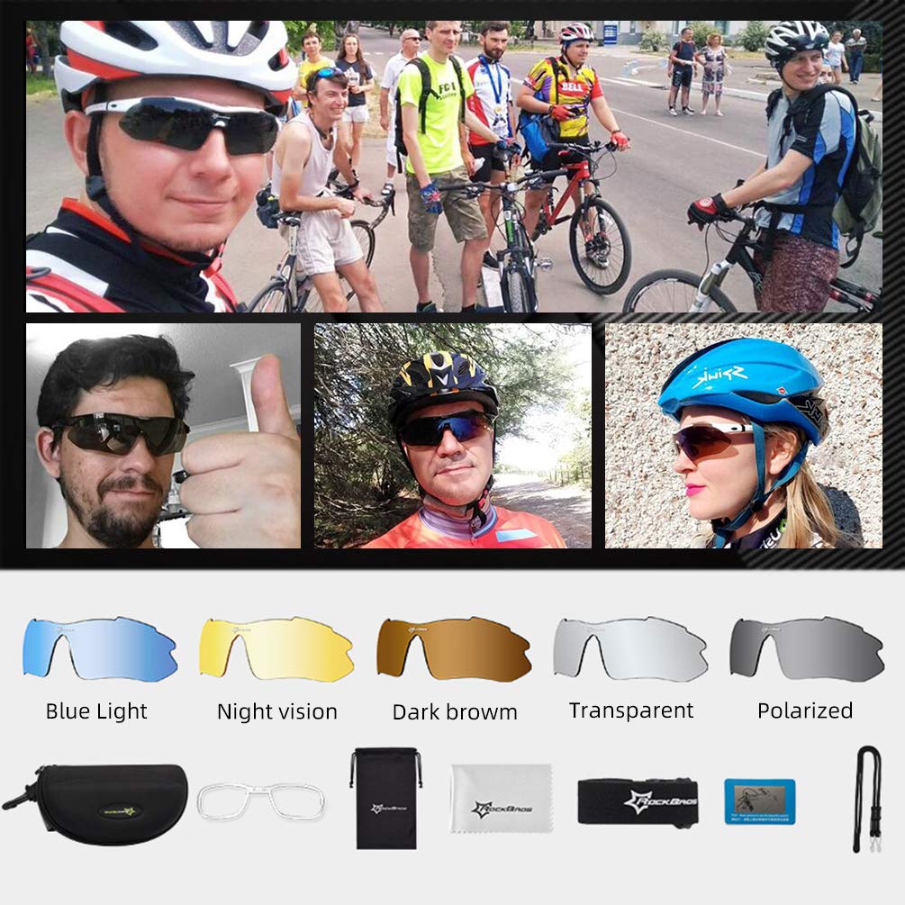ROCKBROS Polarized Cycling Sunglasses with 5 Interchangeable Lenses ALT #color_Blue