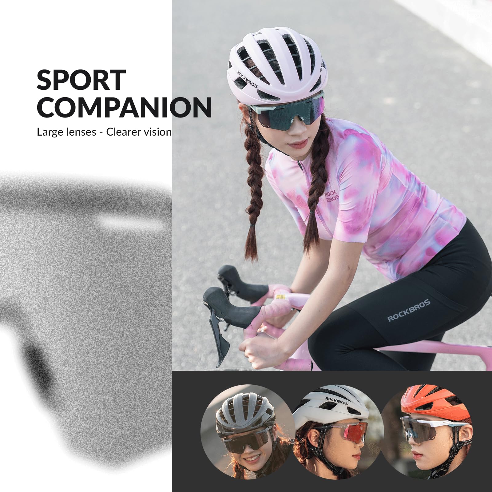 ROCKBROS Polarized Sunglasses 100% UV400 Protection Cycling Glasses #Color_Grey