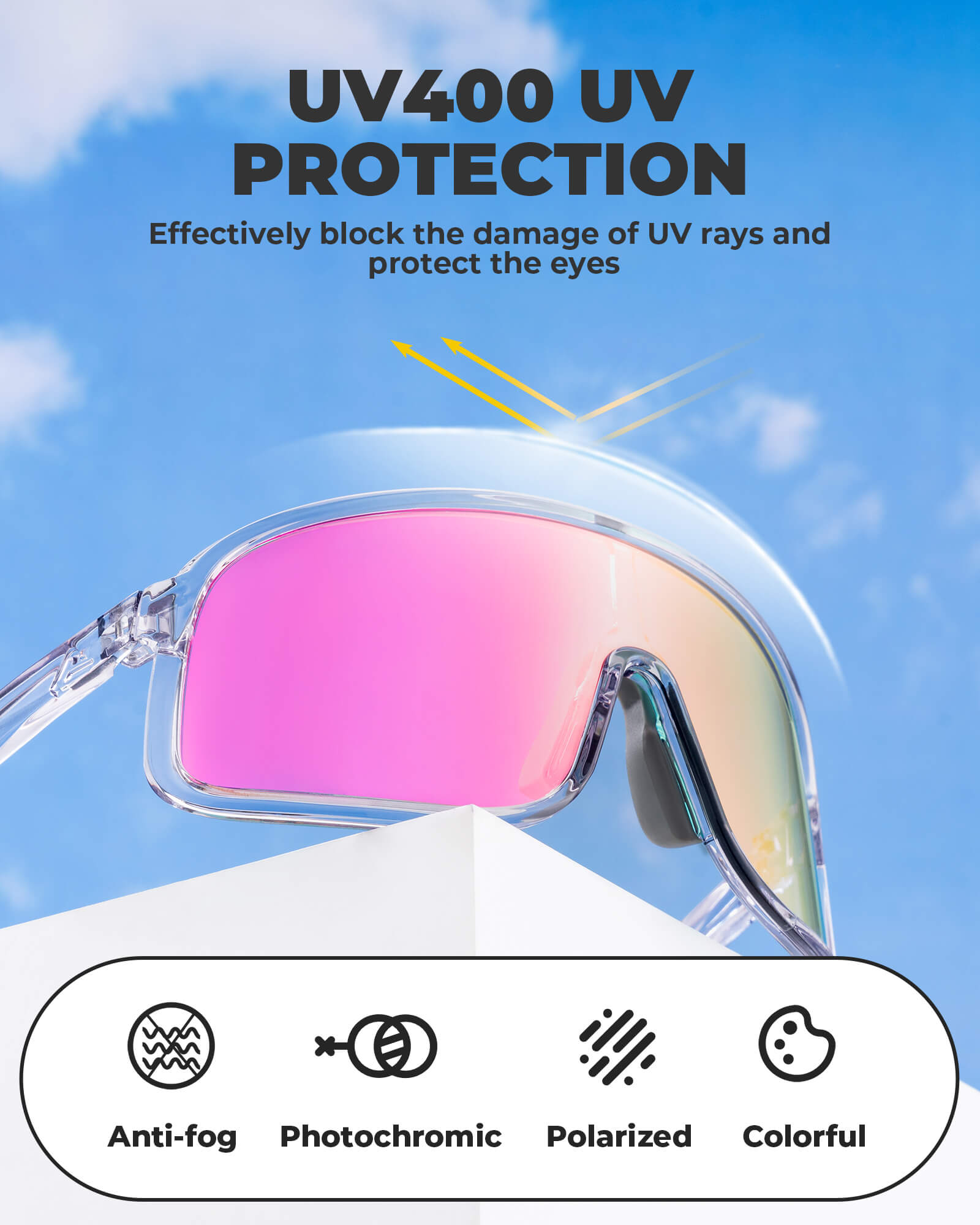 ROCKBROS polarized sunglasses, TR90 frame, UV400 protection, unisex cycling glasses, SP350 model in slate green. #Color_Slate Green