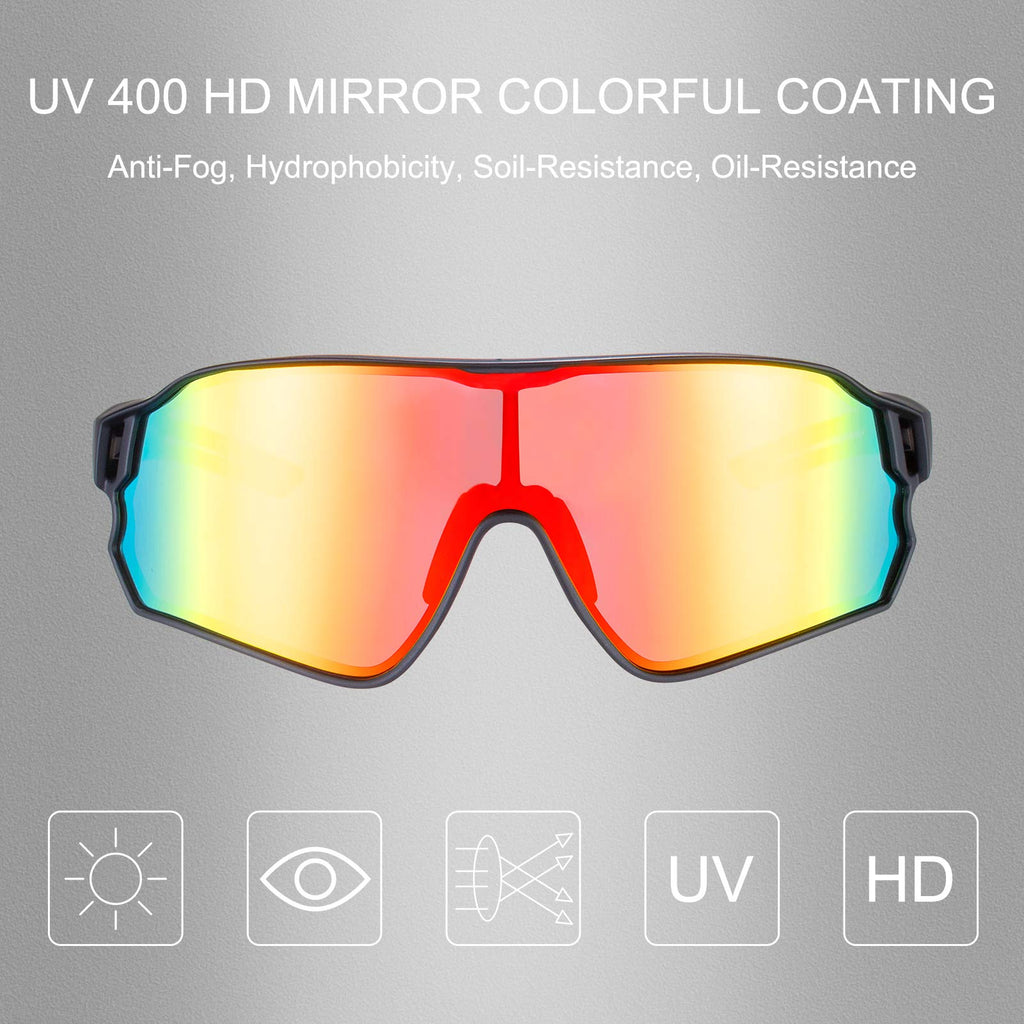 ROCKBROS Polarized Sunglasses UV 400 Protection TR90 Frame Outdoor Sports #Color_Black Red