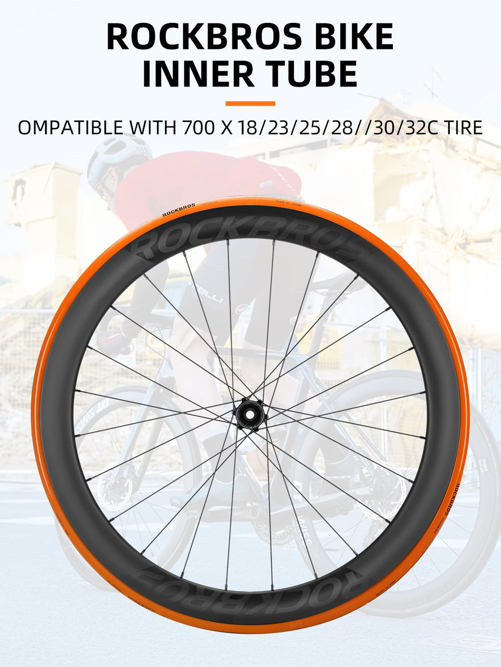 ROCKBROS Road Bicycle Inner Tube Presta Valve Compatible with 700 x 18/23/25/28/30/32Tire
