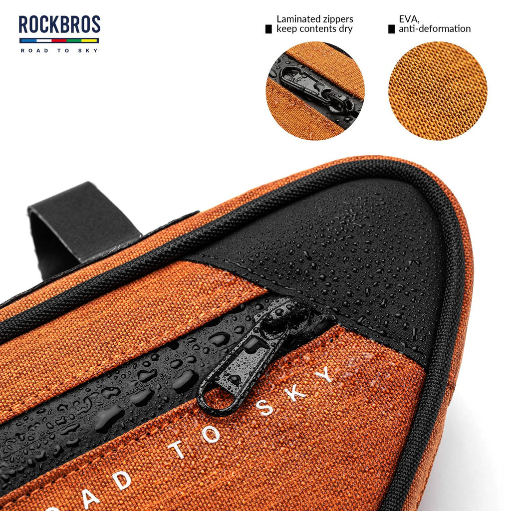 ROCKBROS Road-to-Sky Bike Frame Bag Reflective Waterproof Triangular Bag  #Color_Orange