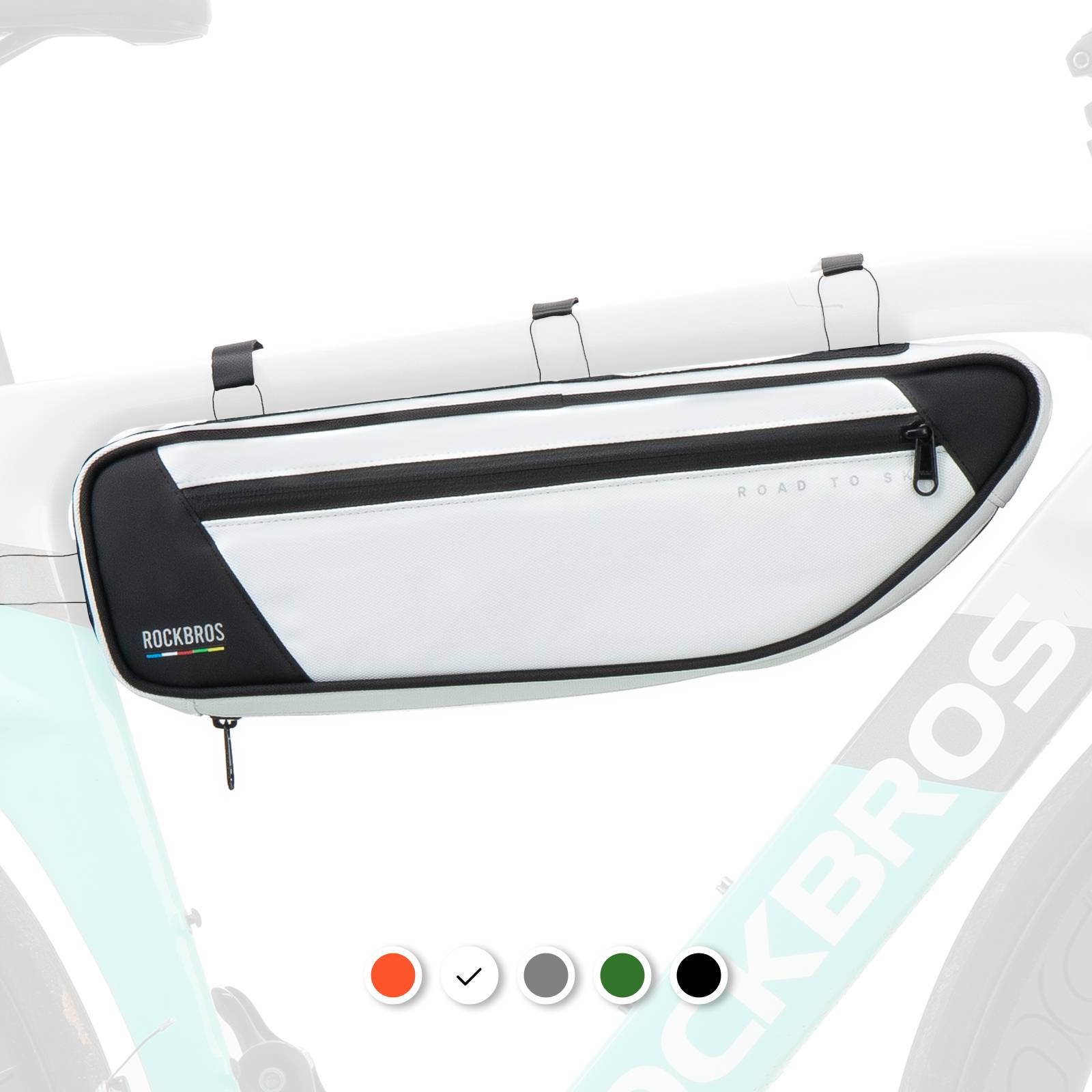 ROCKBROS Road-to-Sky Bike Frame Bag Reflective Waterproof Triangular Bag  #Color_White