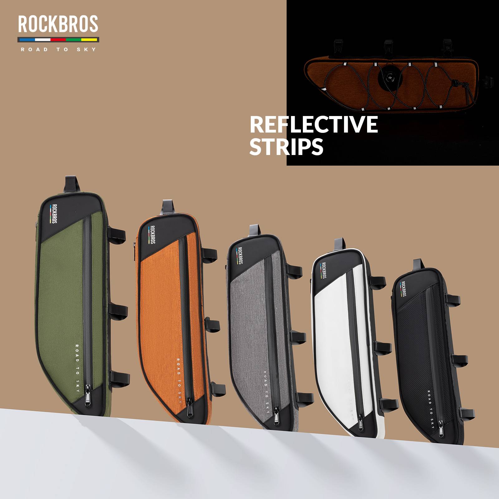 ROCKBROS Road-to-Sky Bike Frame Bag Reflective Waterproof Triangular Bag 