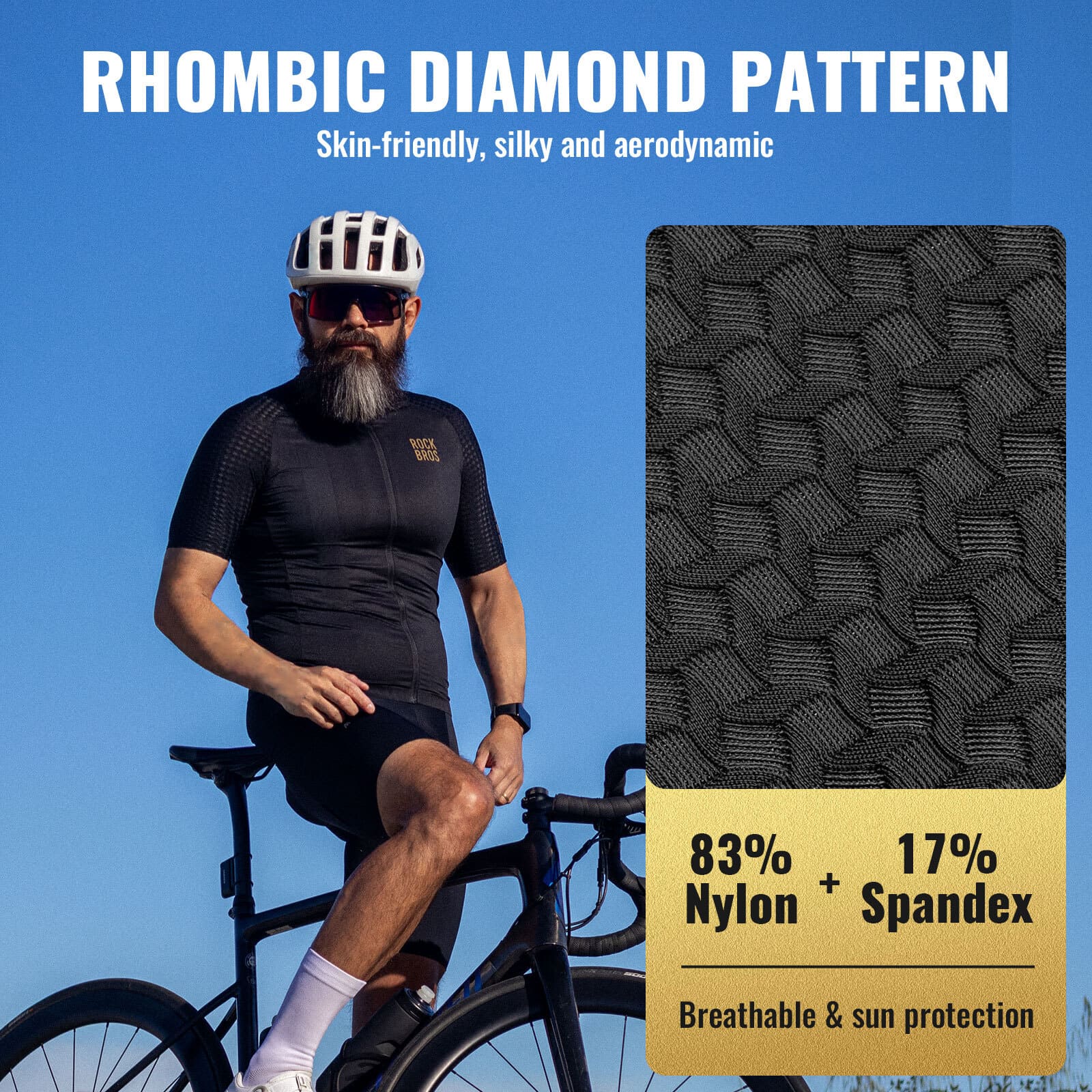 ROCKBROS Men’s Cycling Jersey – Diamond Pattern | Ride Hard, Stay Stylish! 