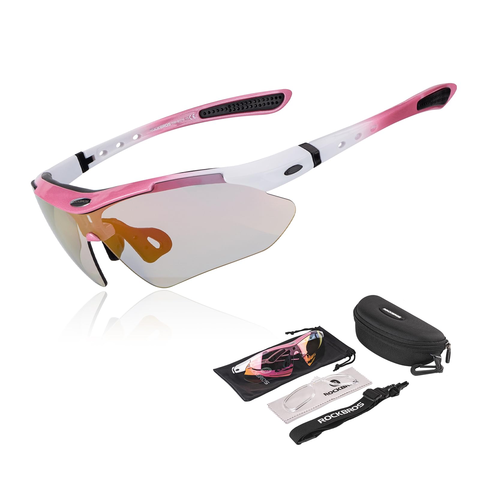 ROCKBROS Sports Sunglasses Photochromic Sunglasses with Headband #Style_Pink-photochromic Lenses