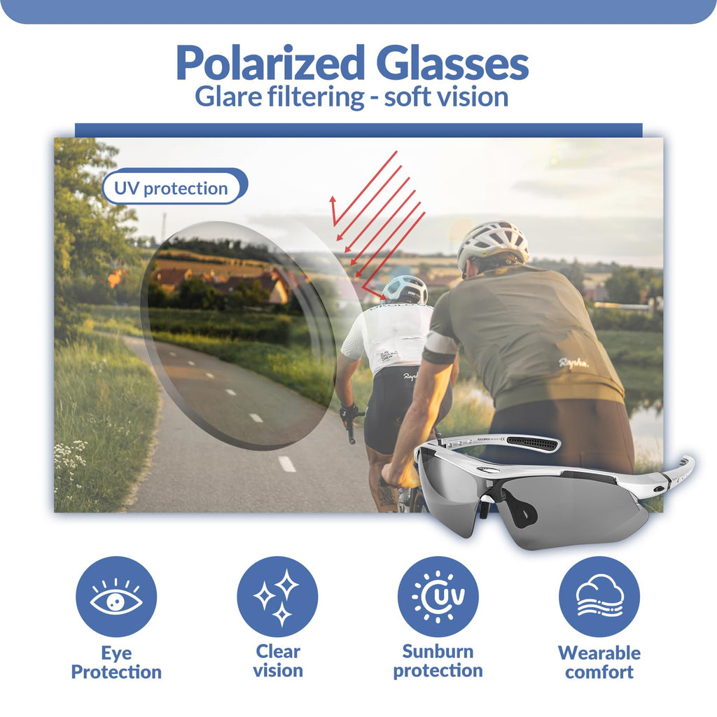 ROCKBROS Sports Sunglasses Photochromic Sunglasses with Headband #Style_Silver-polarized Lenses