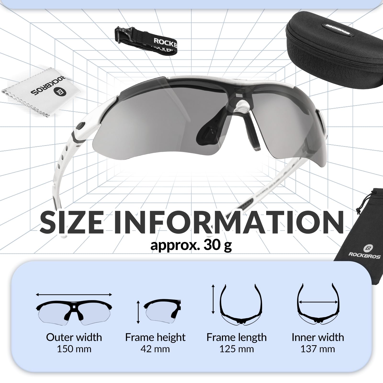 ROCKBROS Sports Sunglasses Photochromic Sunglasses with Headband #Style_Silver-polarized Lenses