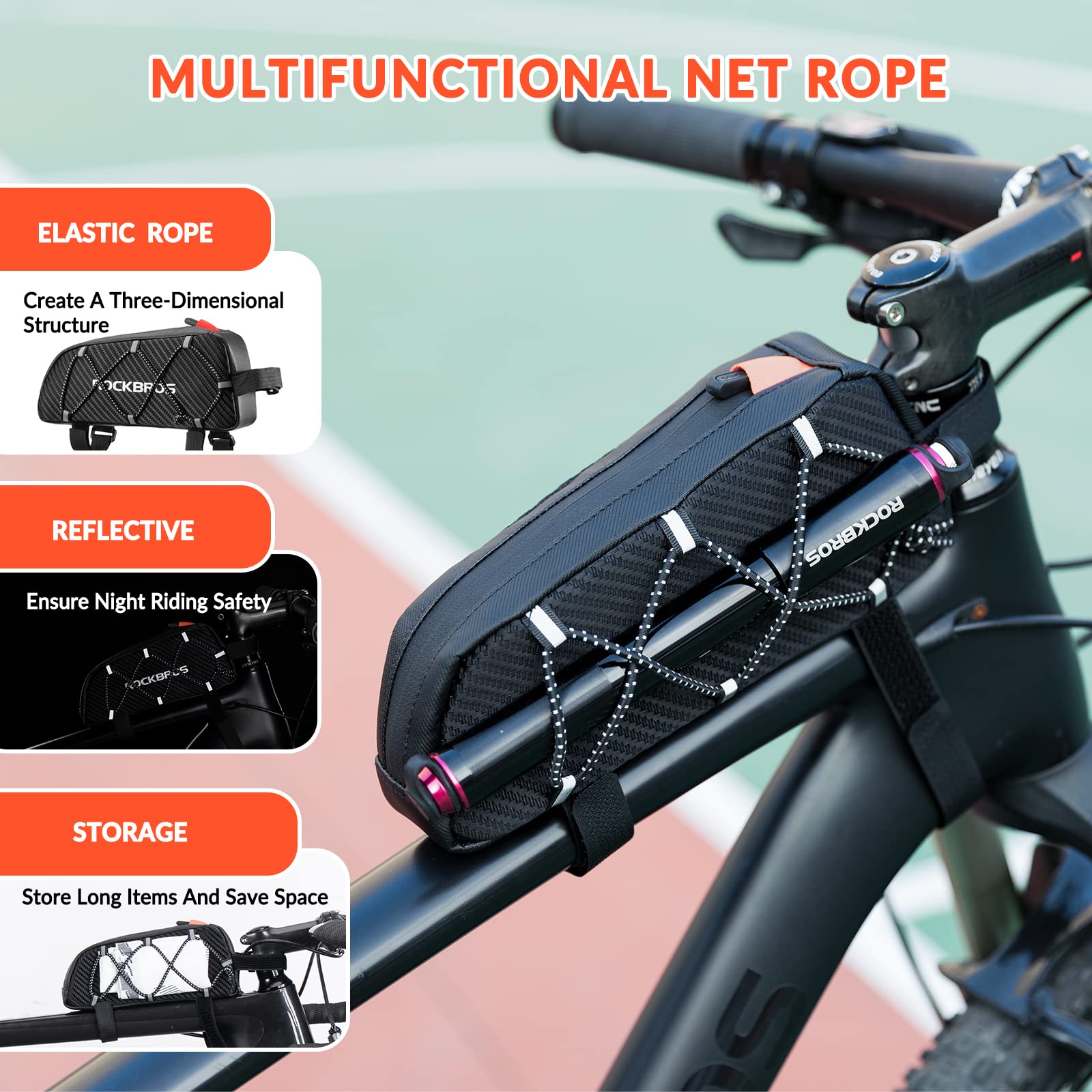 ROCKBROS Ultralight Bike Frame Bag Waterproof & Reflective Top Tube Bag