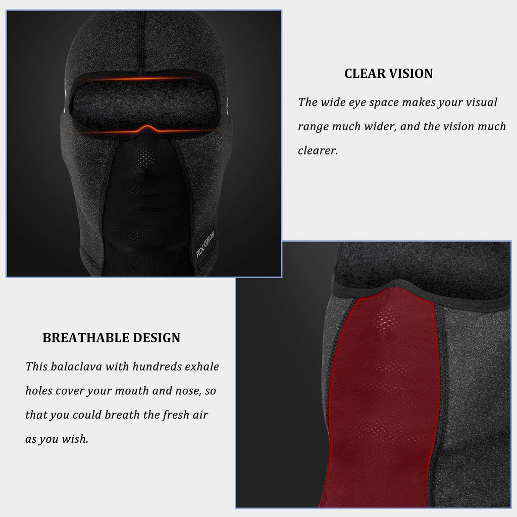 ROCKBROS Windproof Balaclava Winter Face Cover  Thermal Fleece Neck Warmer #Style_Grey