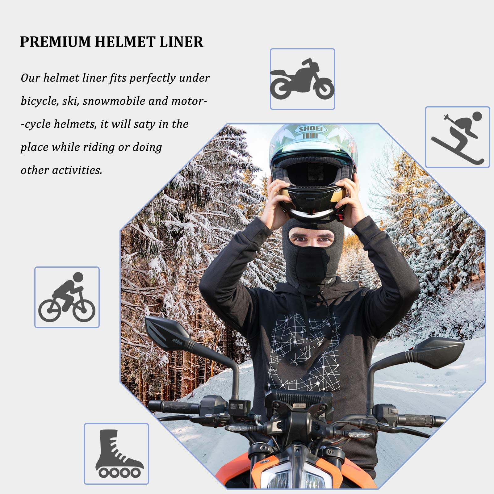 ROCKBROS Windproof Balaclava Winter Face Cover  Thermal Fleece Neck Warmer #Style_Grey