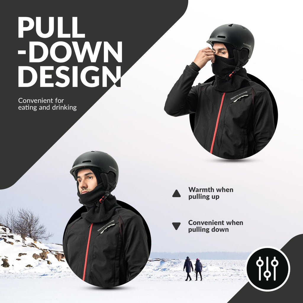 ROCKBROS Winter Balaclava Windproof Fleece Ski Mask for Men and Women #Color_Black