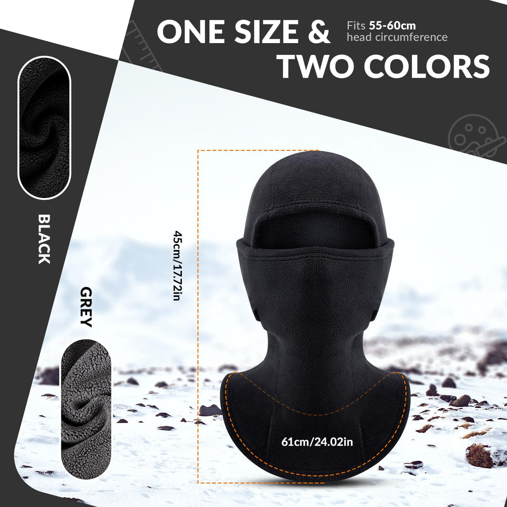 ROCKBROS Winter Balaclava Windproof Fleece Ski Mask for Men and Women #Color_Black