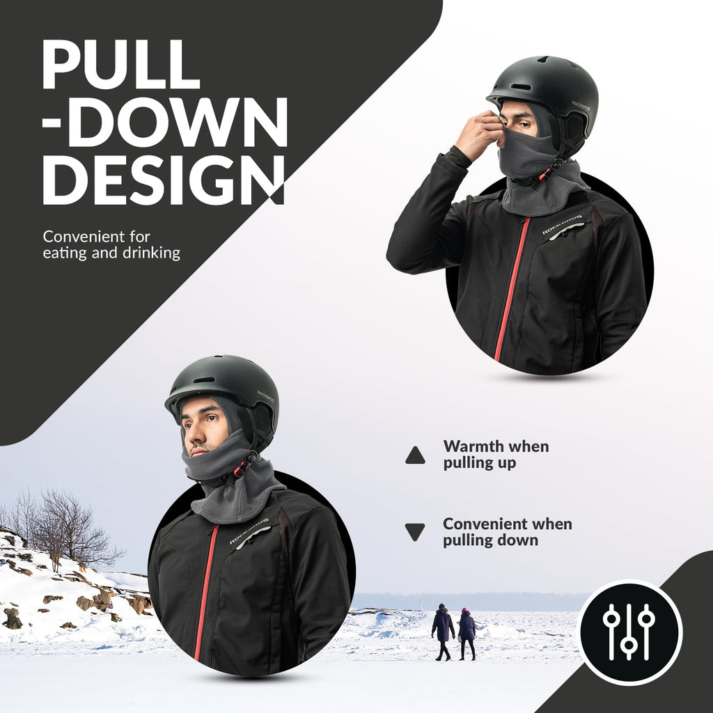 ROCKBROS Winter Balaclava Windproof Fleece Ski Mask for Men and Women #Color_Grey