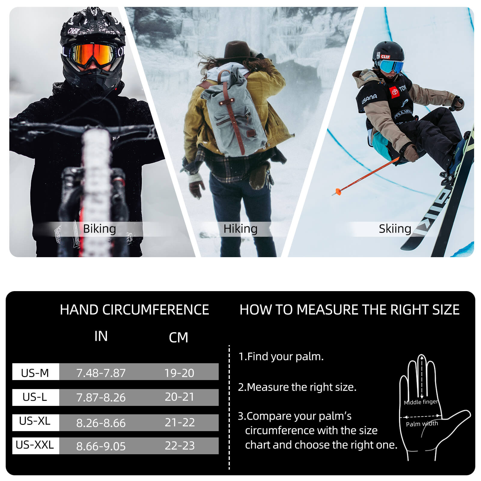 ROCKBROS Winter Warm Touchscreen Anti-Slip Cycling Gloves