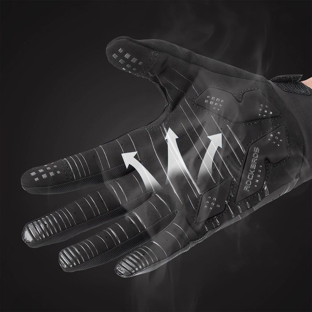 ROCKBROS Winter Windproof Silicone Full-Finger Cycling Gloves
