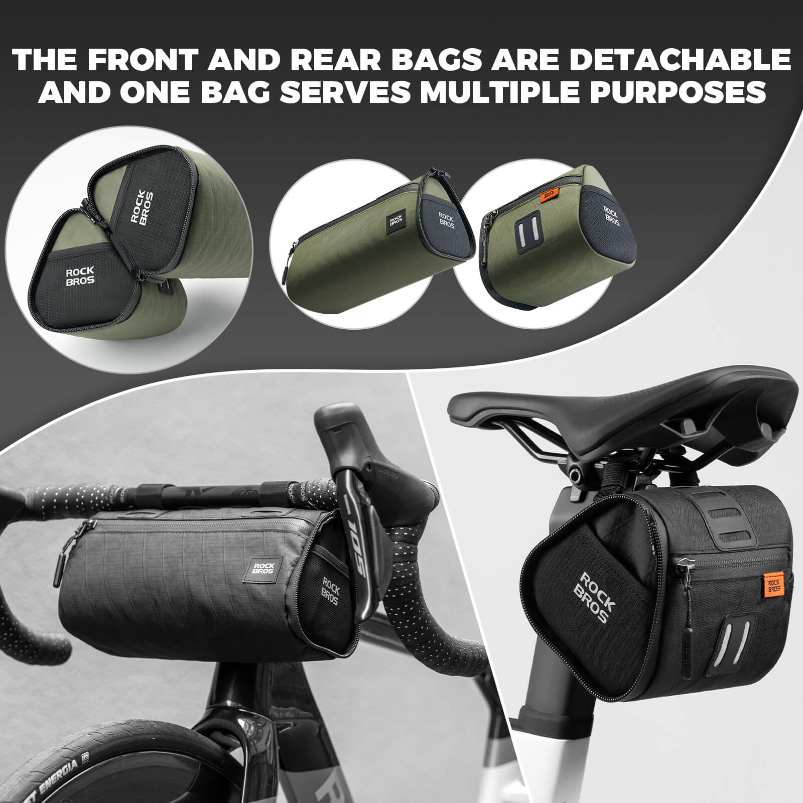 ROCKBROS Versatile 2-in-1 Bike Bag Waterproof Handlebar Bag With Shoulder Strap