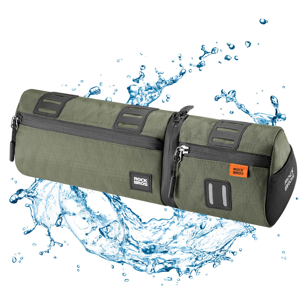ROCKBROS versatile 2 in 1 bike bag, waterproof handlebar bag with shoulder strap, practical and durable for cycling. #Color_Army Green