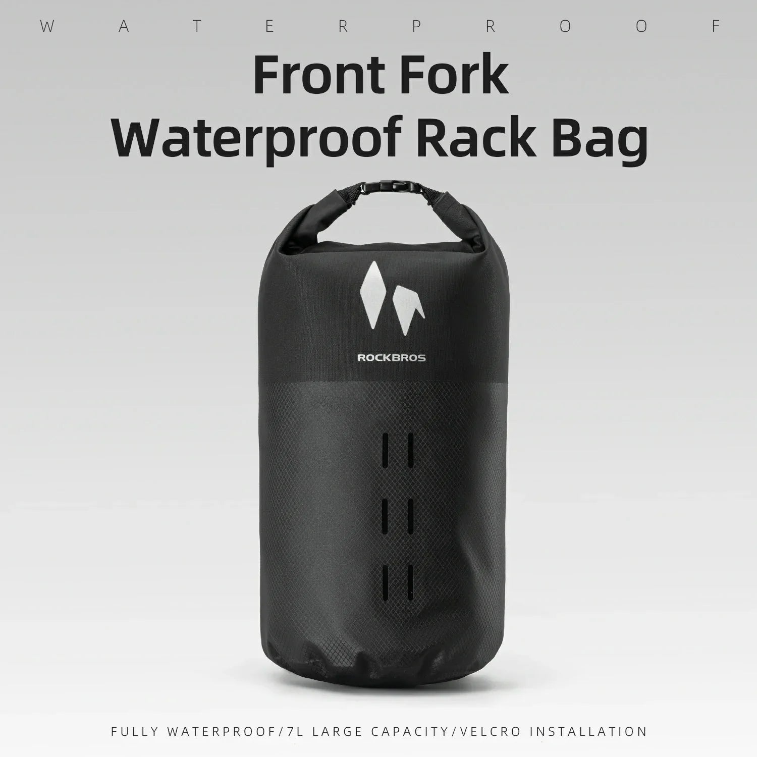 Close-up of waterproof welded seams on bike bag.