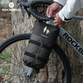 Front fork bag attached with three-point Velcro straps.