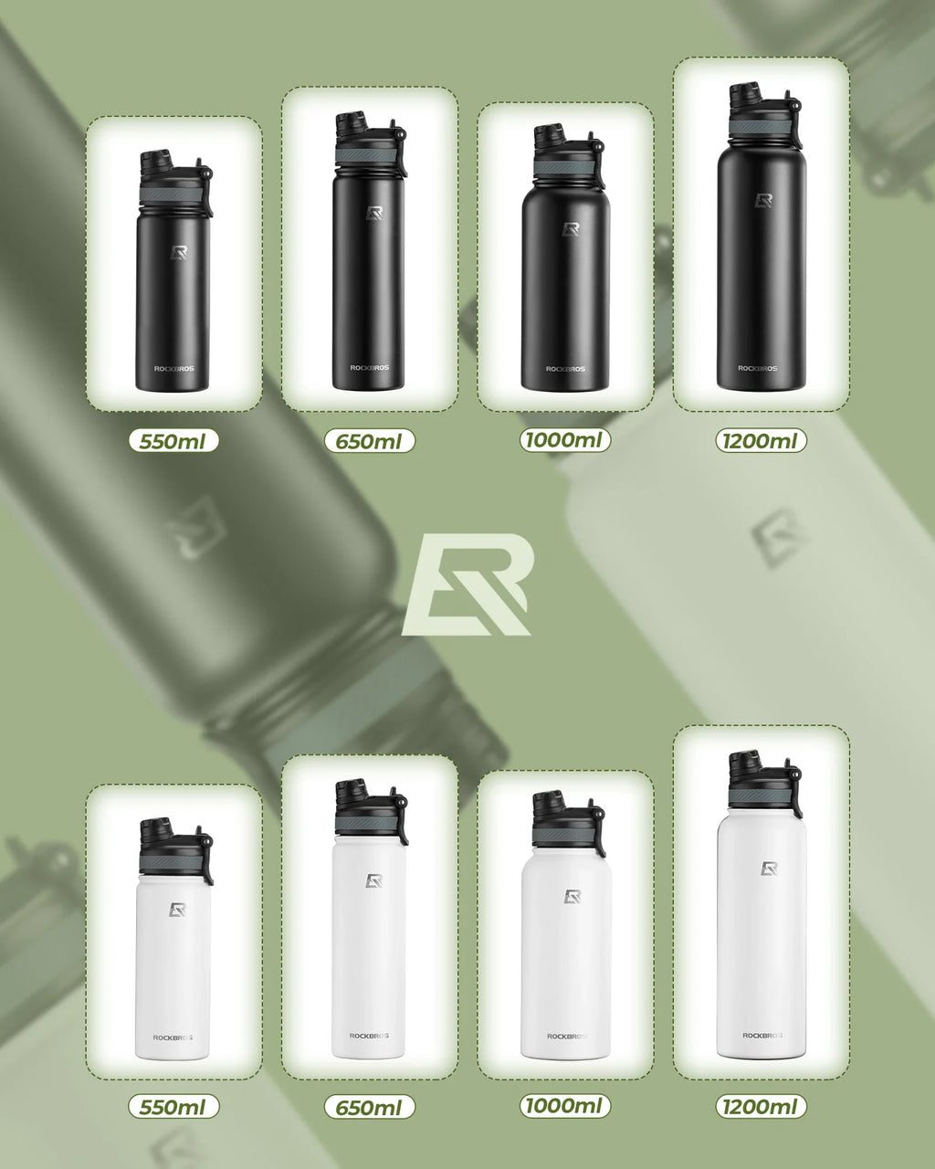Bidón de acero inoxidable – de 550 ml a 1200 ml, aislado y sin BPA