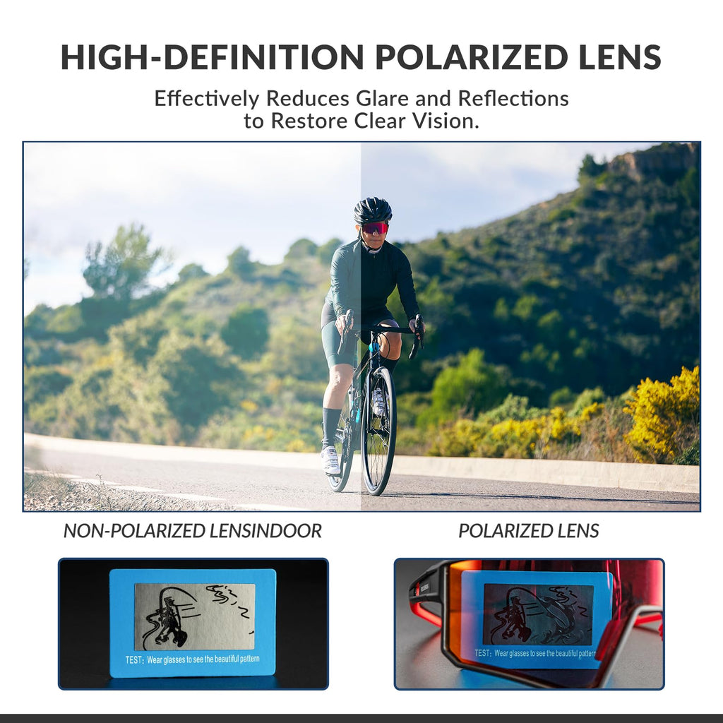 ROCKBROS Sports Sunglasses UV400 Protection Cycling Glasses with TR90 Frame #Style_White Polarized Lense