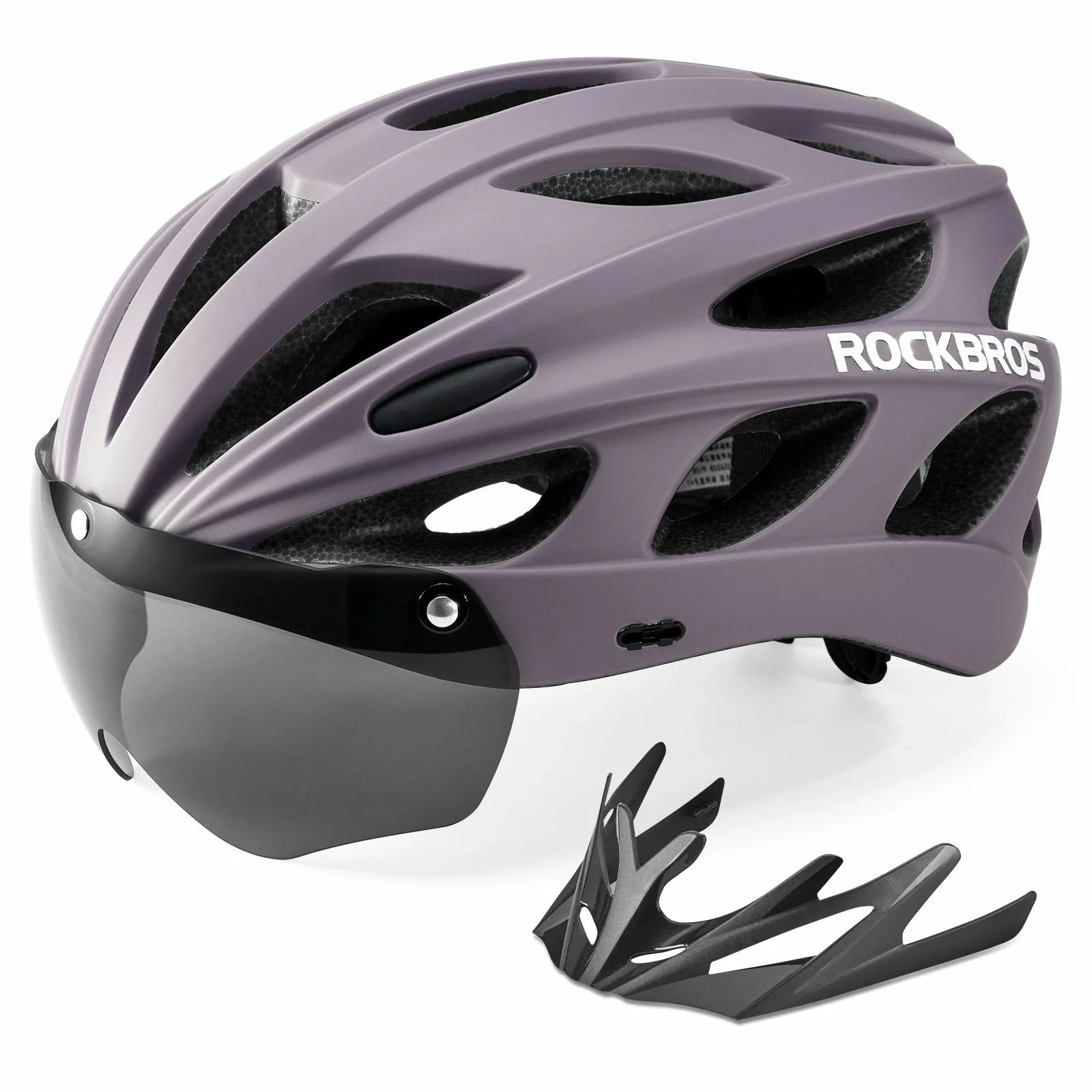 Lightweight adjustable adult cycling helmet in purple#Color_Ash Rose Purple