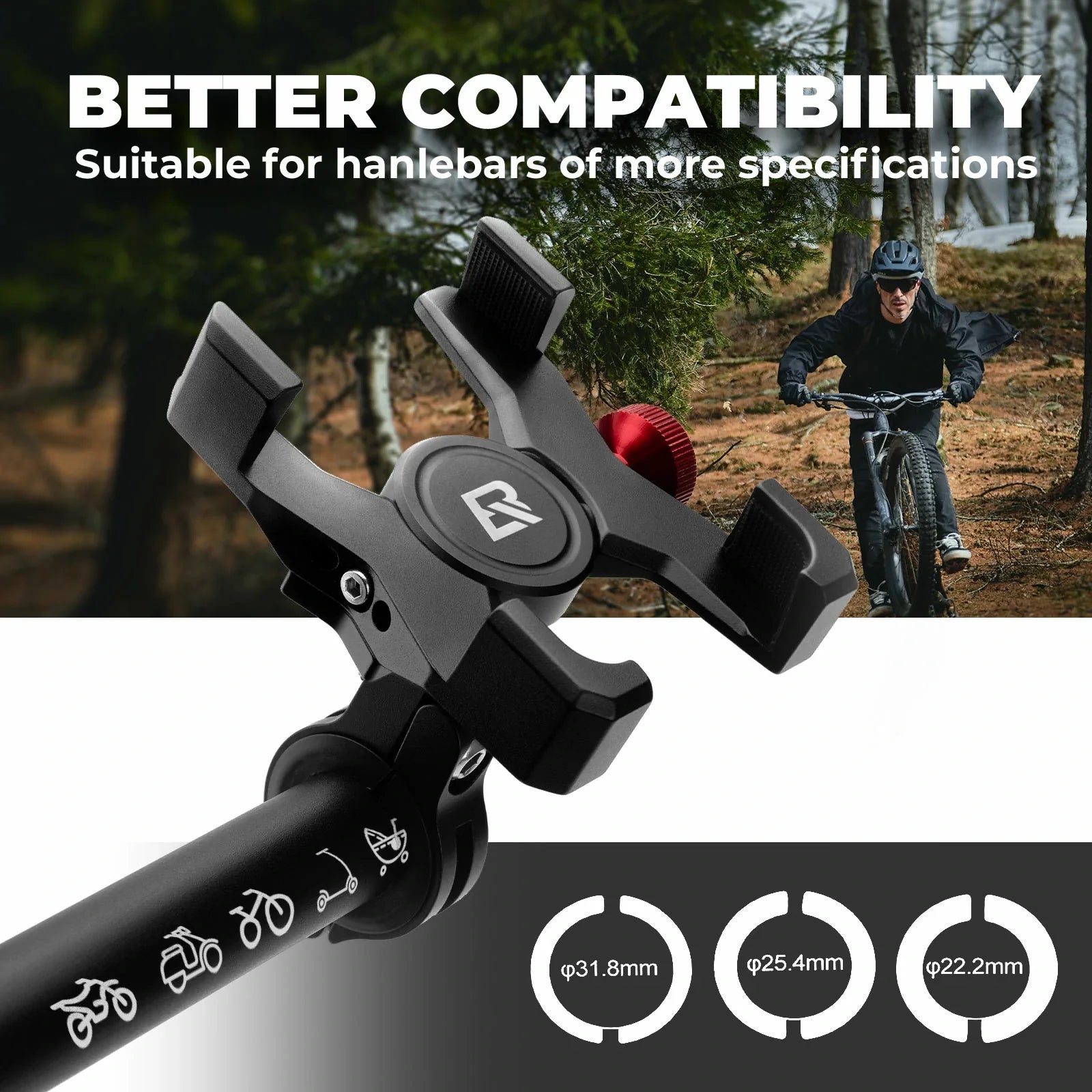 Aluminium Bicycle Phone Holder – Universal Mount for 4.7"-7.1" #Type_Clamp Ring Mount