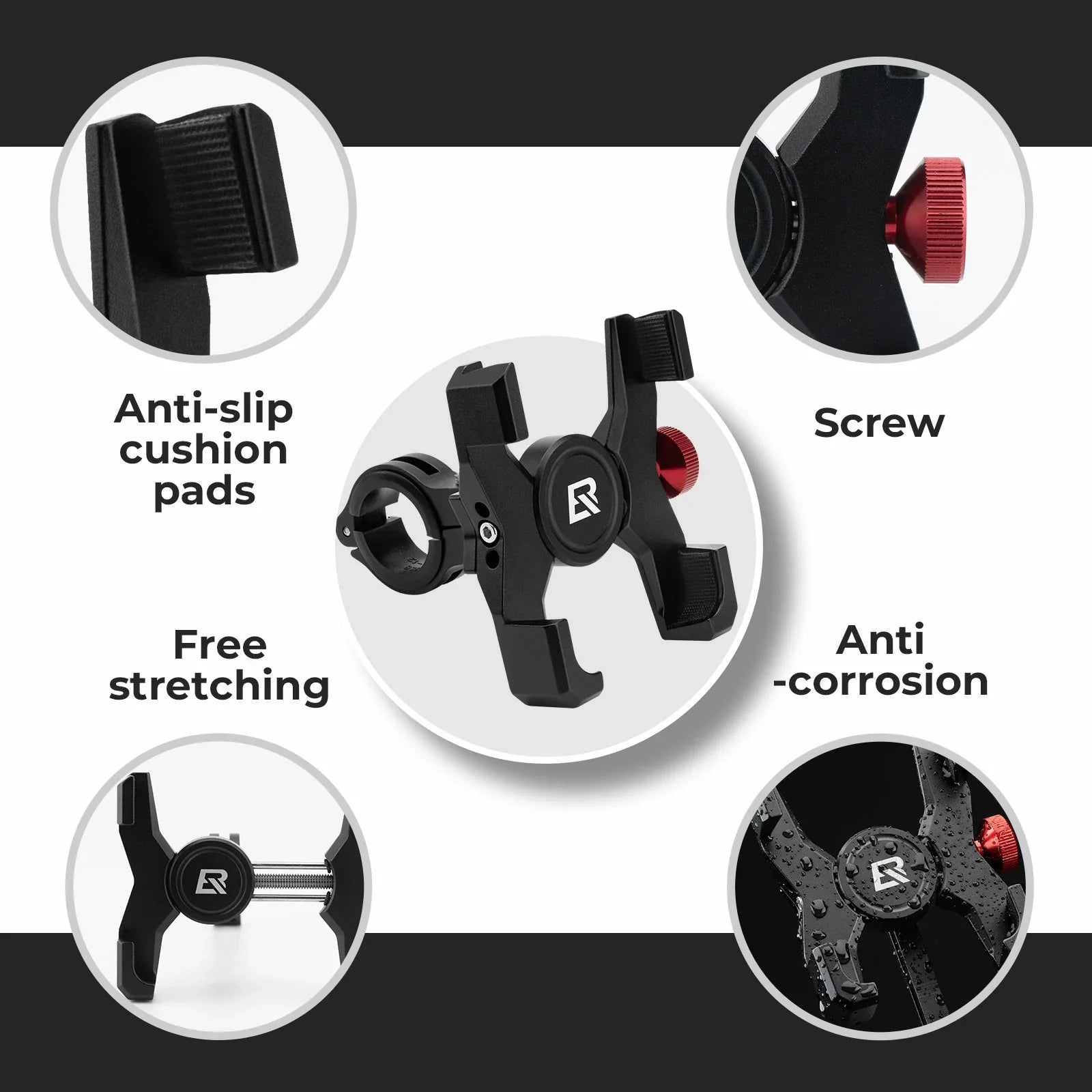 Aluminium Bicycle Phone Holder – Universal Mount for 4.7"-7.1" #Type_Clamp Ring Mount