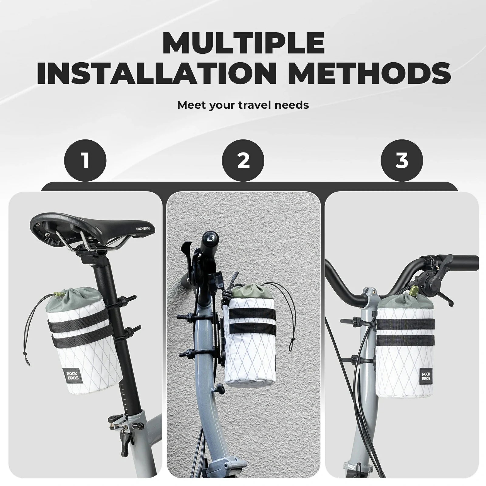 Lightweight bike bottle bag for folding bike and scooter use