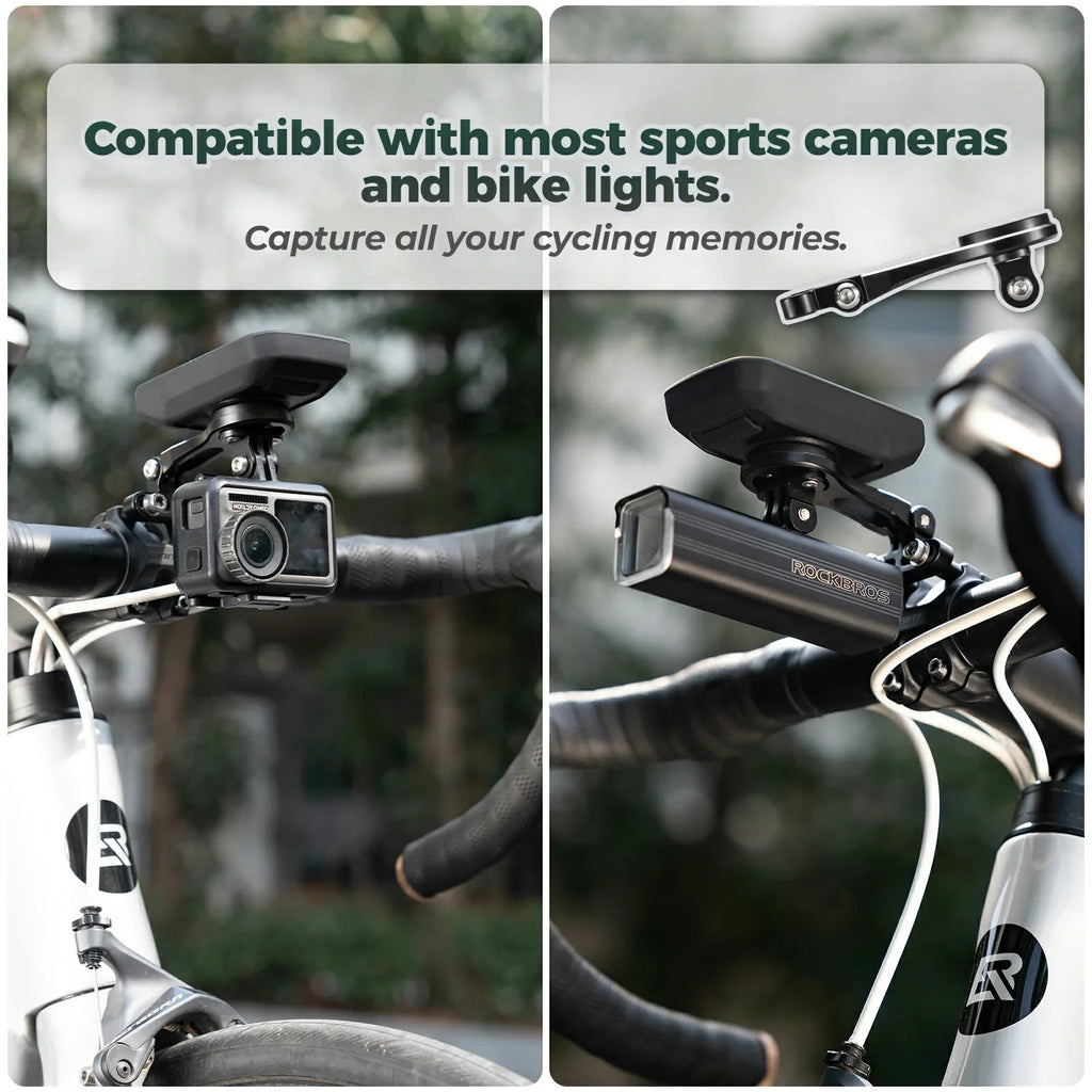 Cycling computer mount for Garmin and Bryton with light adapter