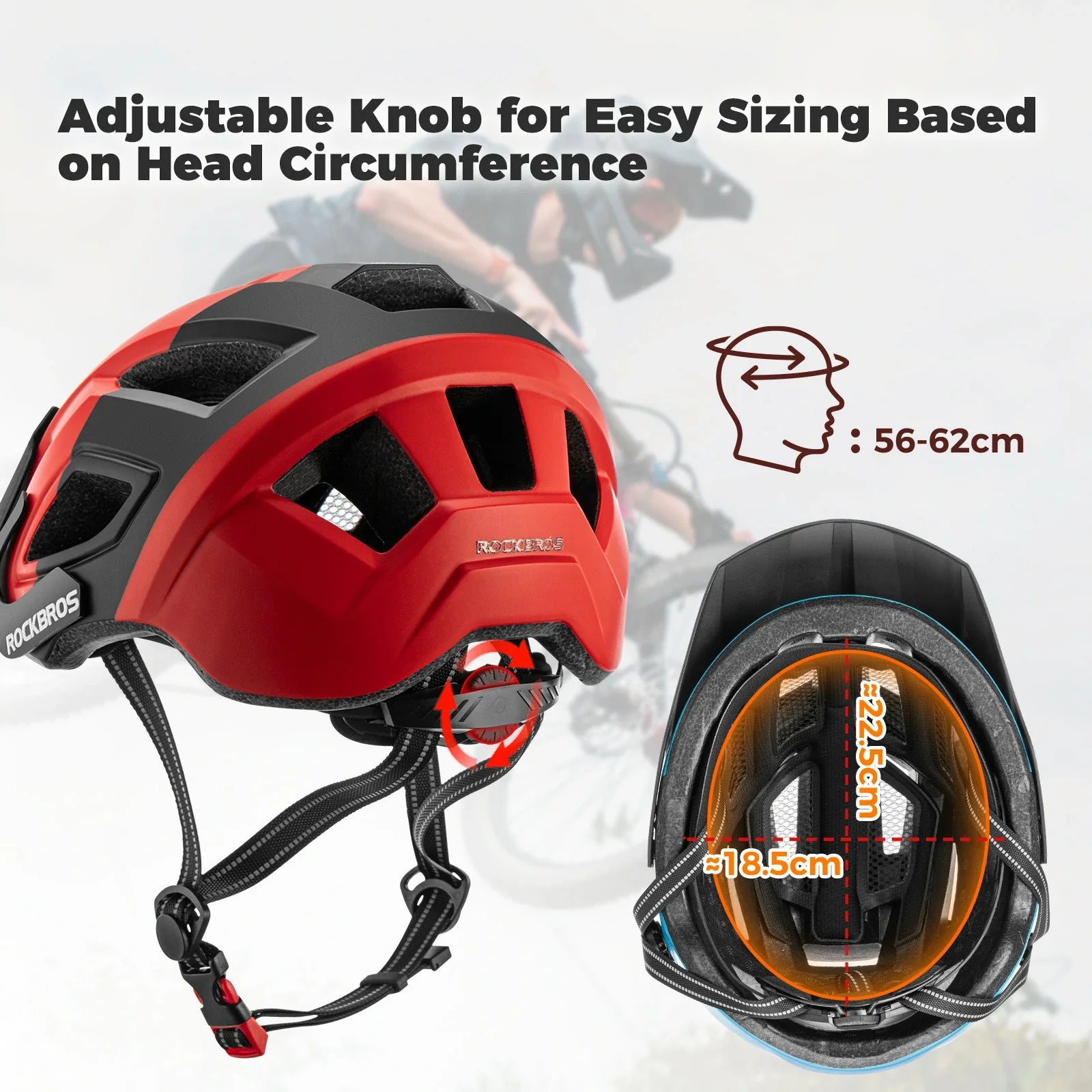 Adult cycling helmet 58-62cm, detailed rear view with adjustable buckle