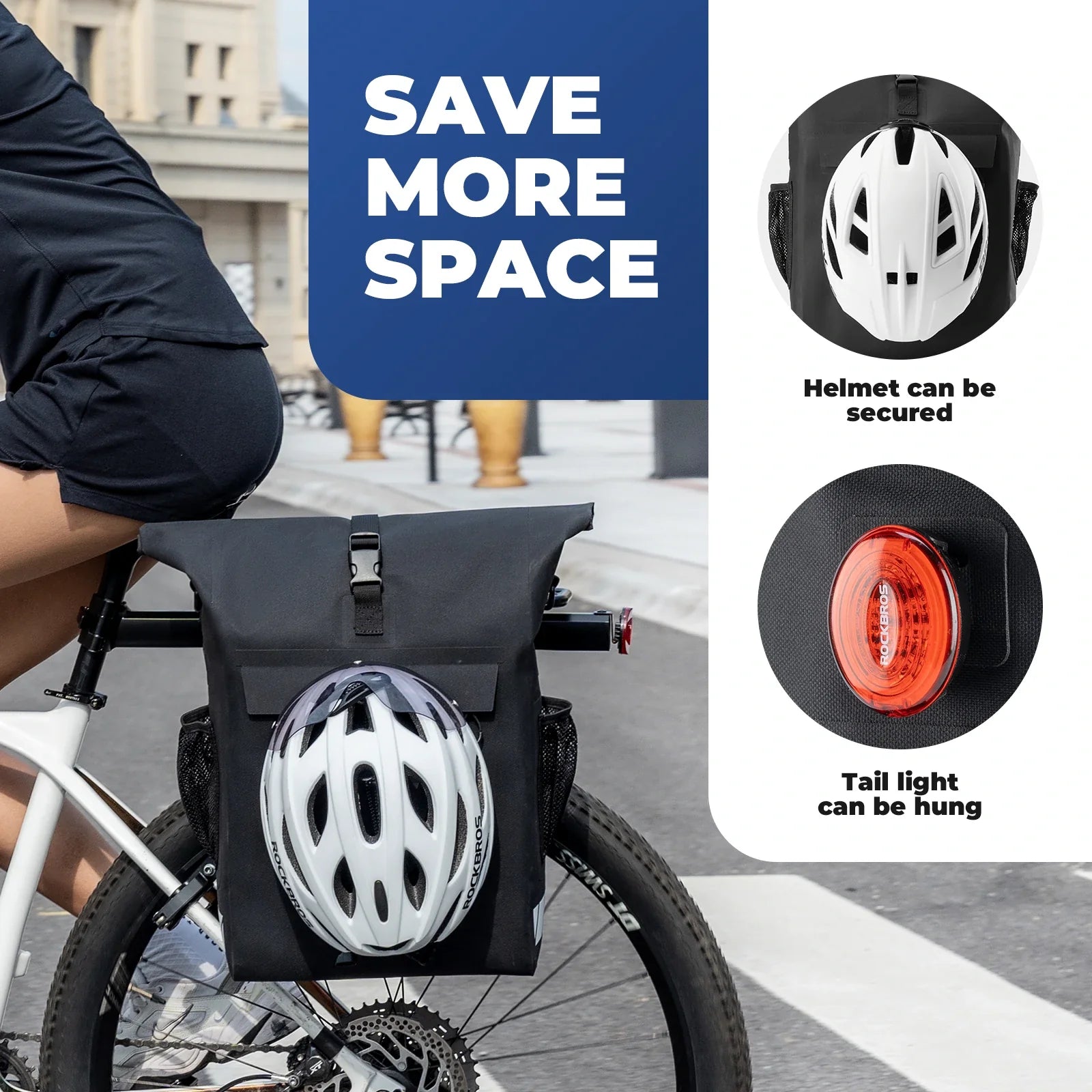 Waterproof bike pannier bag 13.5L-18L capacity, durable and versatile for cycling