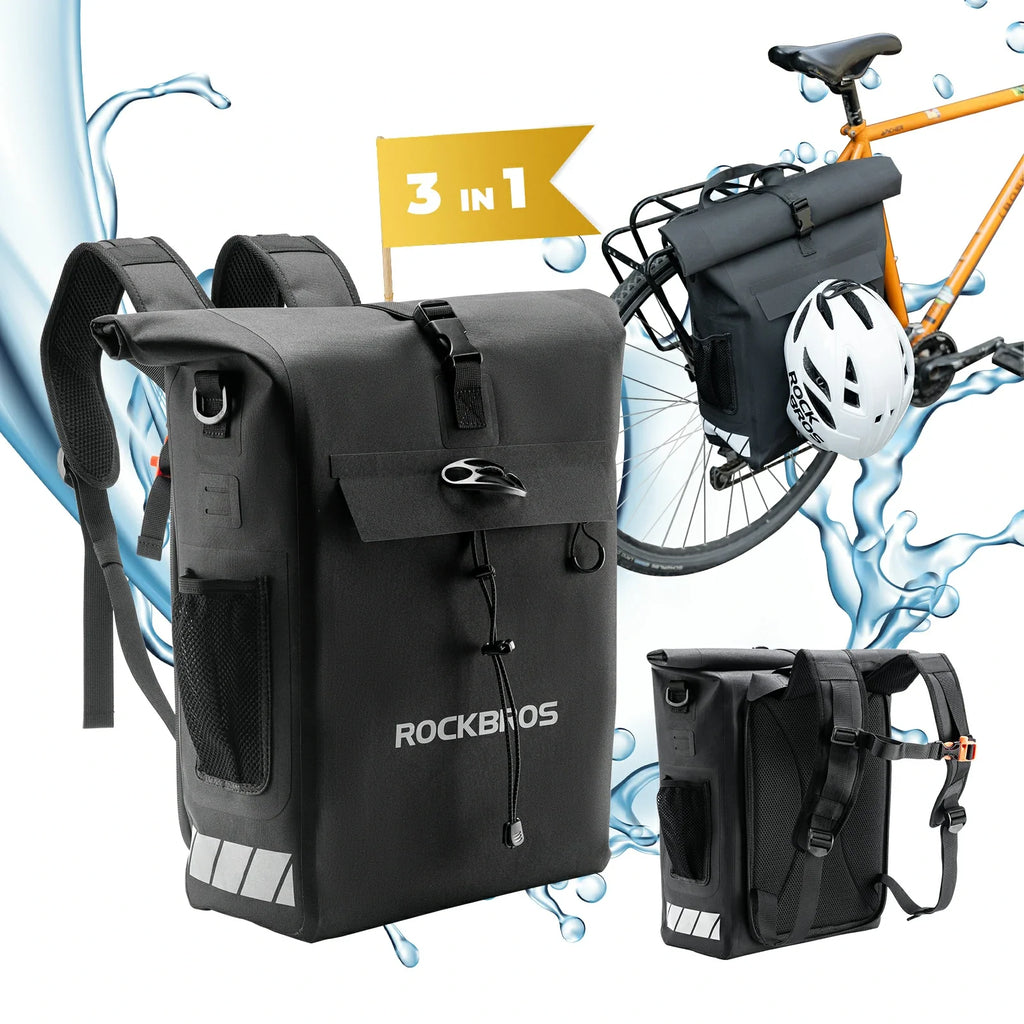 Waterproof bike pannier bag 13.5L-18L capacity, durable and versatile for cycling