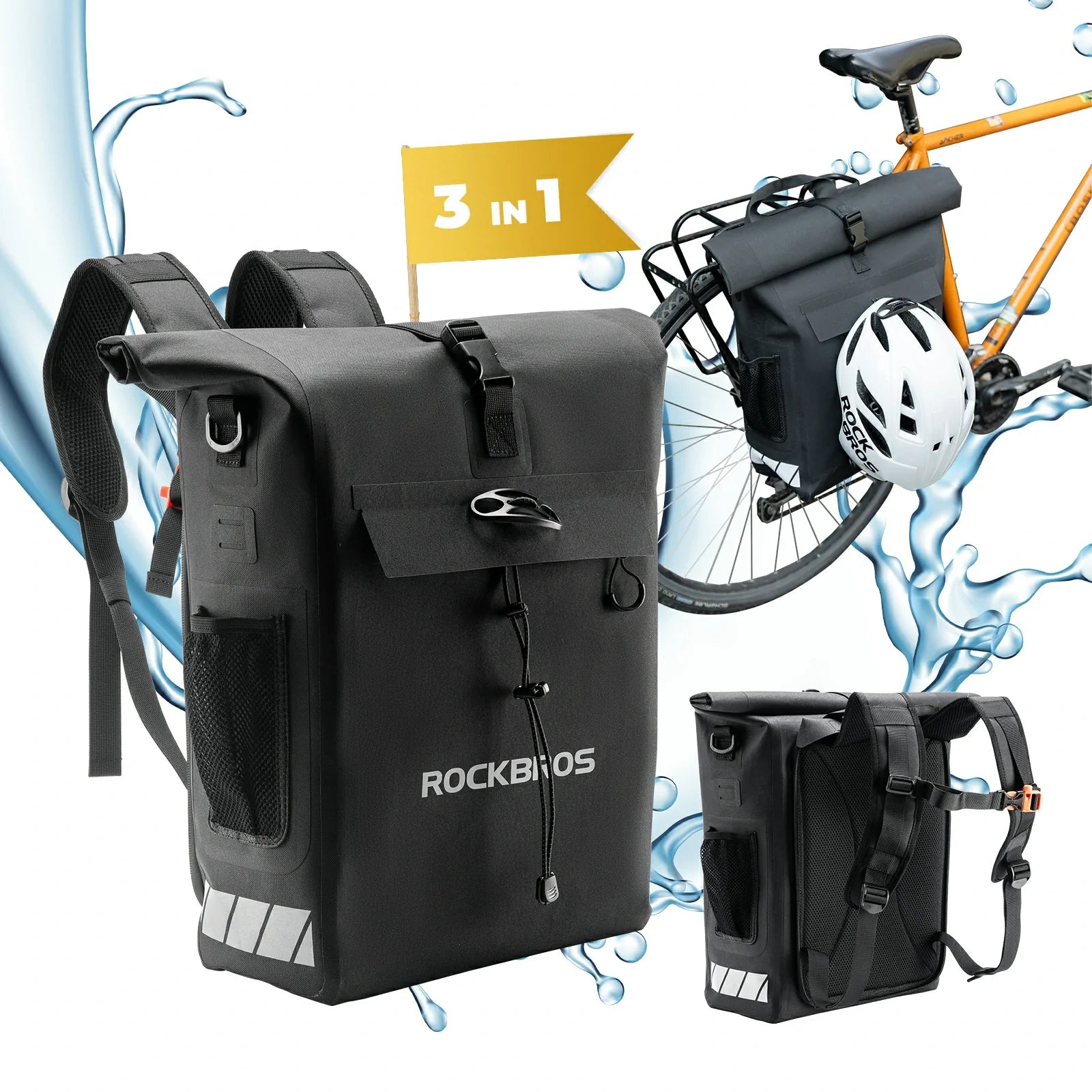 Waterproof bike pannier bag 13.5L-18L capacity, durable and versatile for cycling