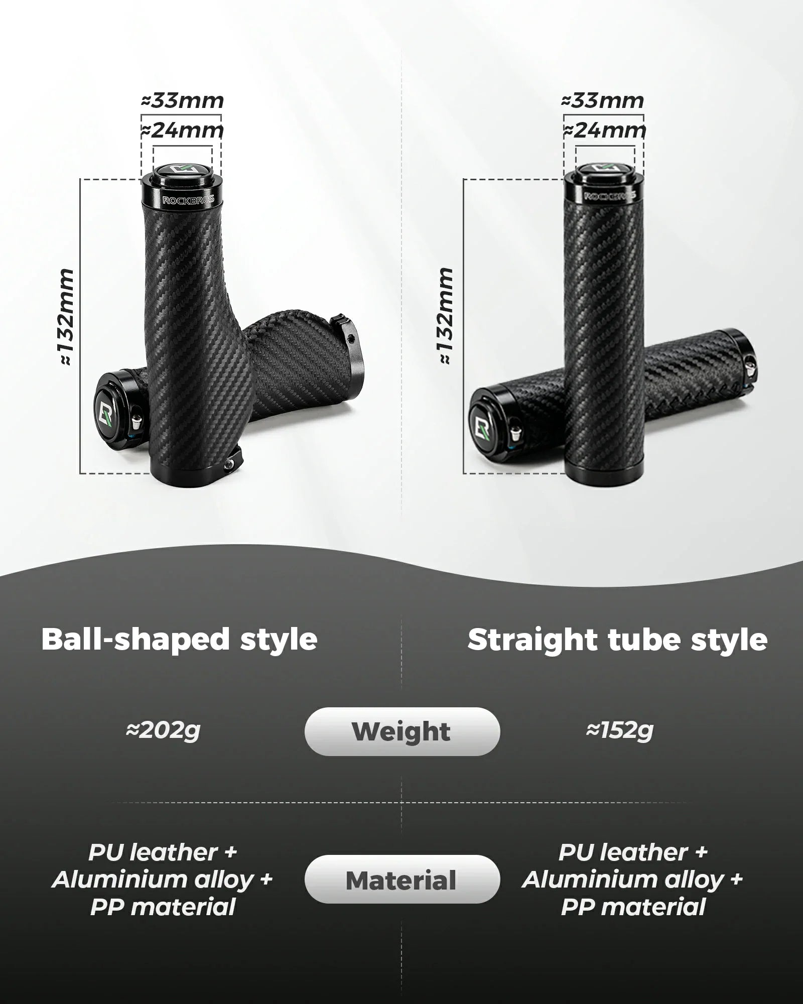 Classic cycling handlebar grips PU leather non-slip 22.2mm lock-on