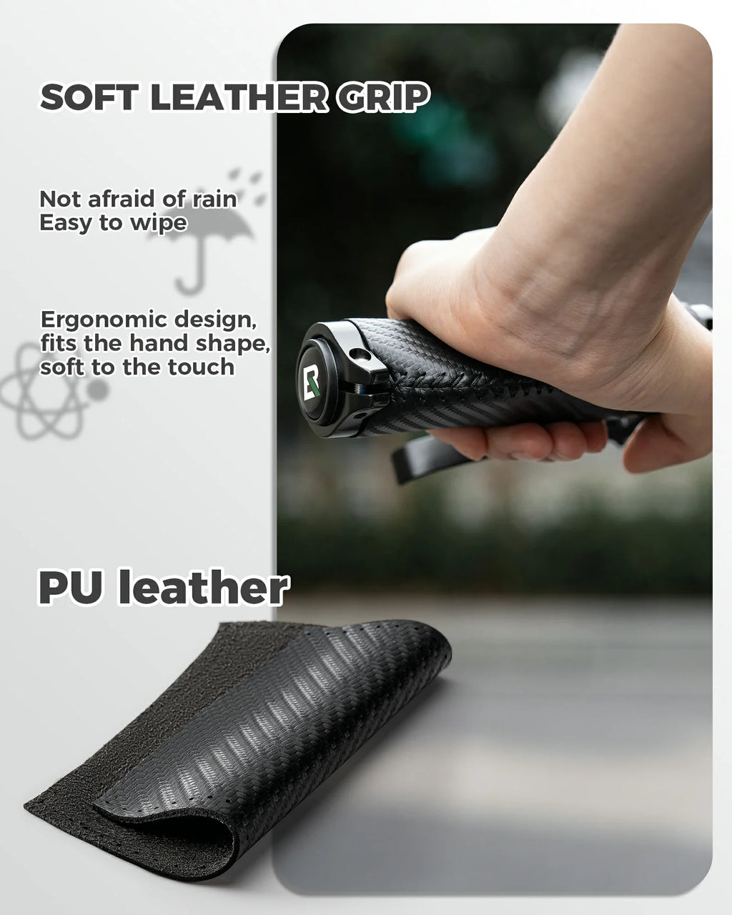 Classic cycling handlebar grips PU leather non-slip 22.2mm lock-on
