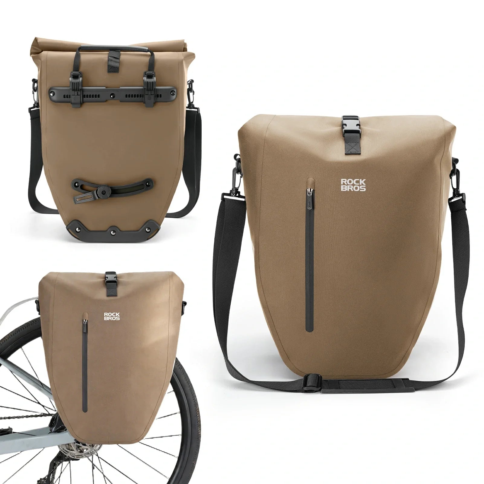 Fully waterproof bike pannier bag 20L in black#Color_Full-Reflective