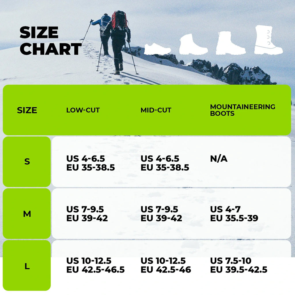 ice traction cleats with 22 stainless steel spikes for secure grip on snow and ice