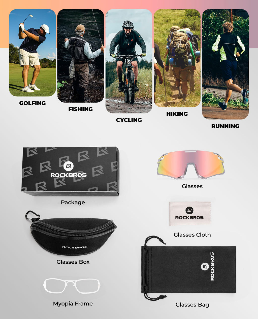 ROCKBROS Photochromic Cycling Sunglasses Frameless - SP318