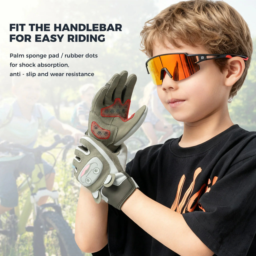 Kids winter full finger bike gloves, designed for children 