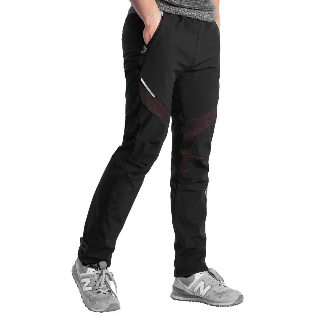 Men’s winter waterproof windproof cycling trousers designed for outdoor riding comfort and weather protection.