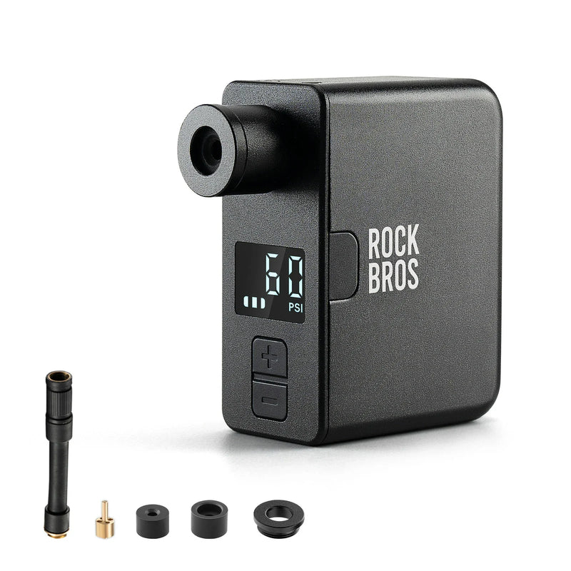 Compact electric bicycle pump with accessories