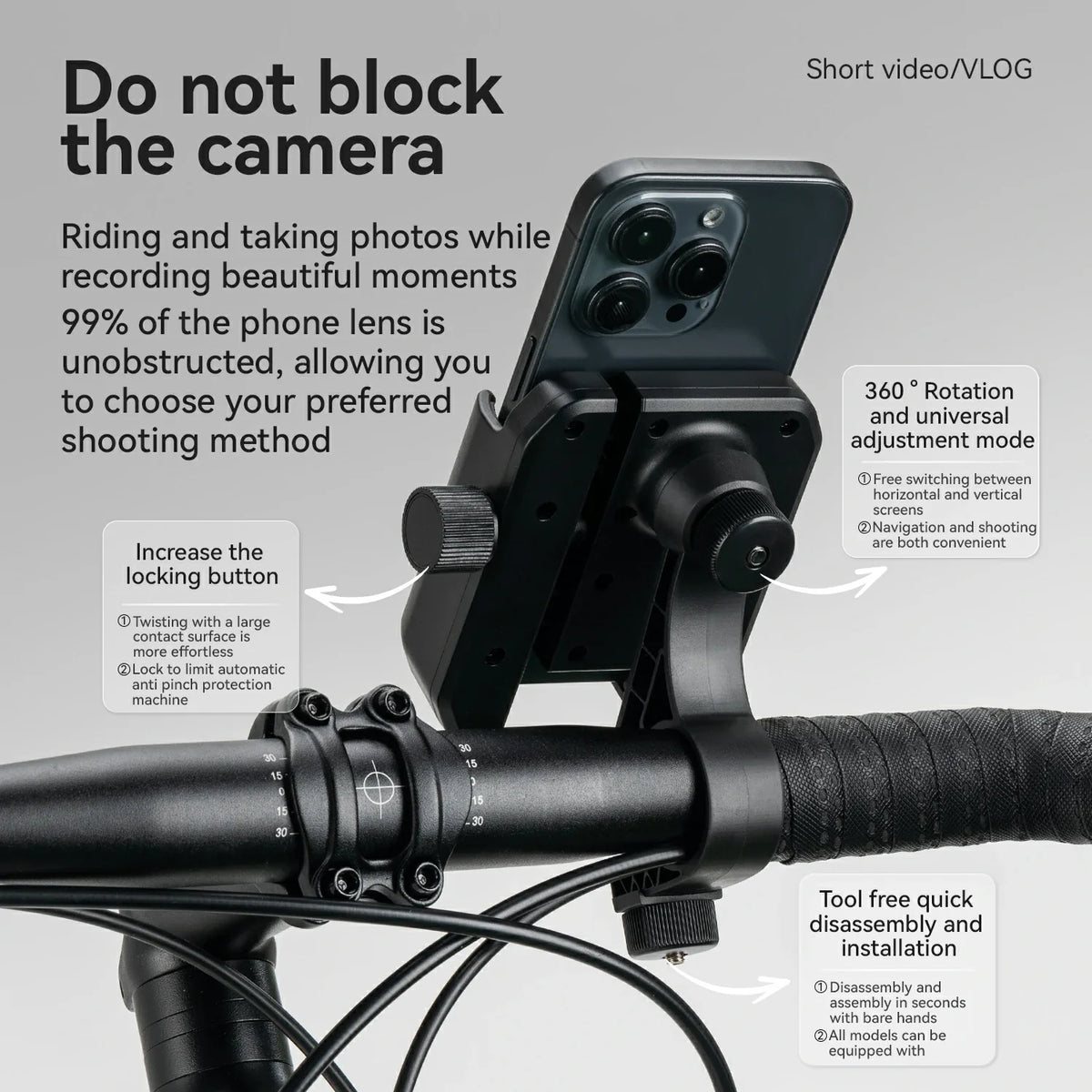 Soporte de Teléfono para Bicicleta, Medio Envolvente, Anti-Sobrecarga para 4.7-7.2''