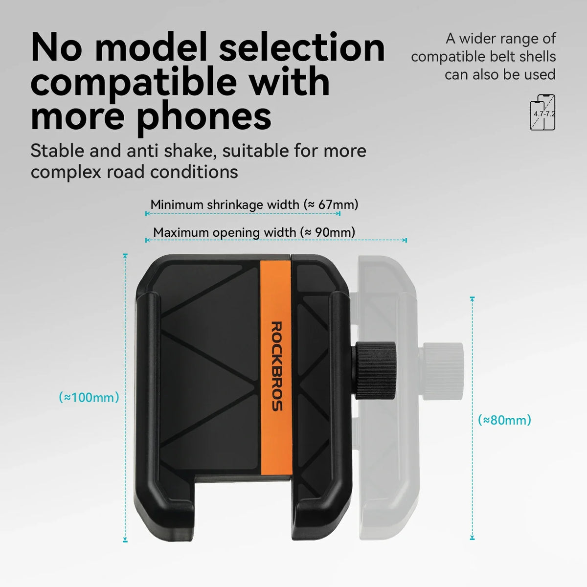 Soporte de Teléfono para Bicicleta, Medio Envolvente, Anti-Sobrecarga para 4.7-7.2''